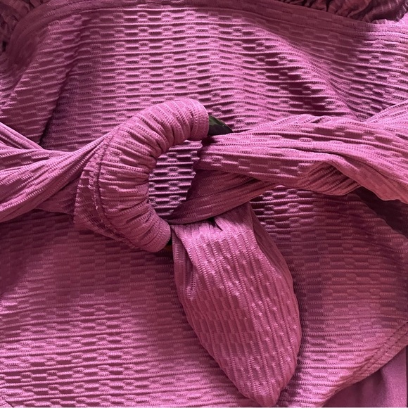 Kate Spade New York Textured Belted Halter Swimsuit Medium Deep Plunge Purple - Picture 9 of 10